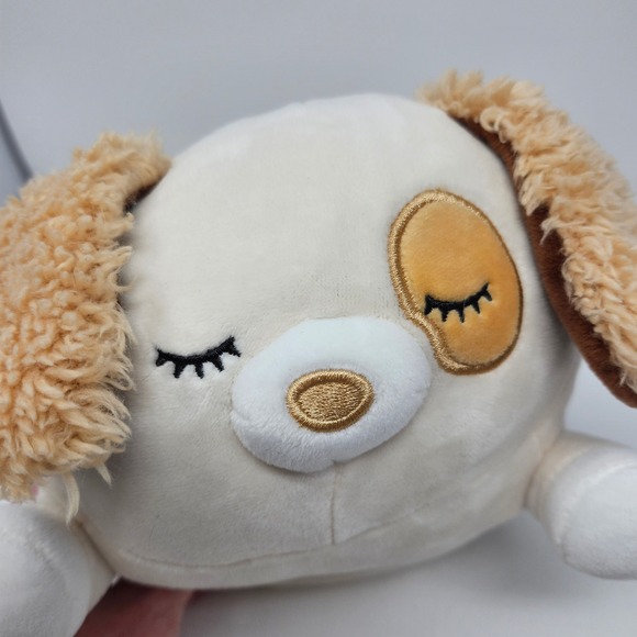 Squishmallows Dog Plush Round Stuffed‎ Animal Sleeping Puppy Cream Beige - Picture 1 of 4